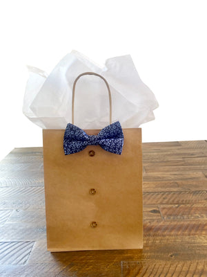 Blue Floral Bow Tie Gift Bags - Small